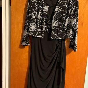 Dressbarn Black Dress with Patterned Jacket